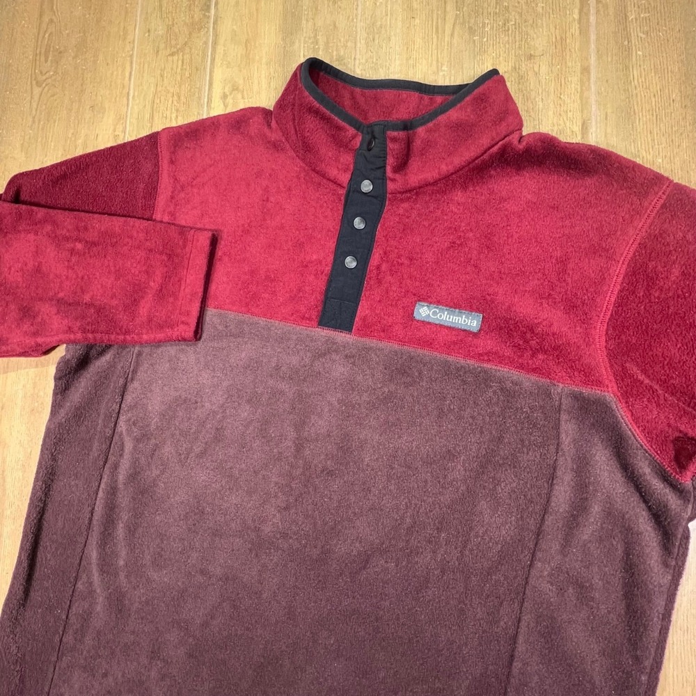 Columbia Steens Mountain Fleece Pullover Burgundy Colorblock AM0251 Mens‎ XL